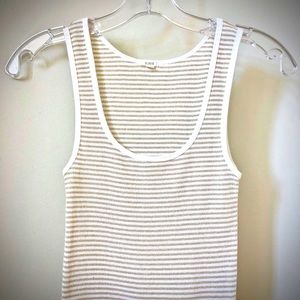 🛍2/$20🛍 J. Crew White & Gold Metallic Stripe Tank